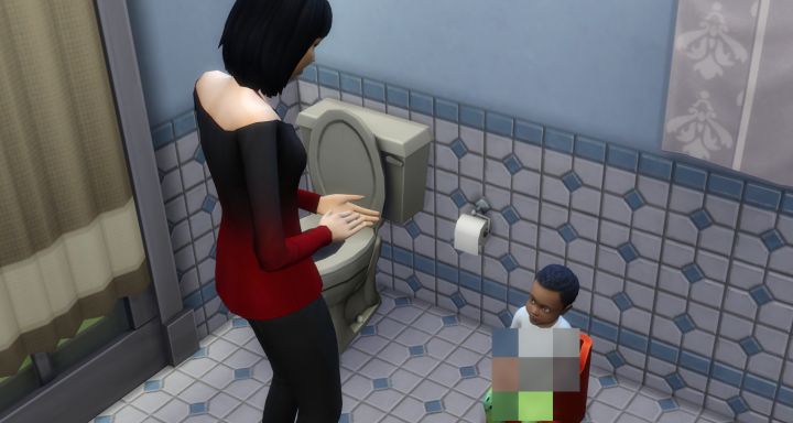 Potty training a toddler in The Sims 4