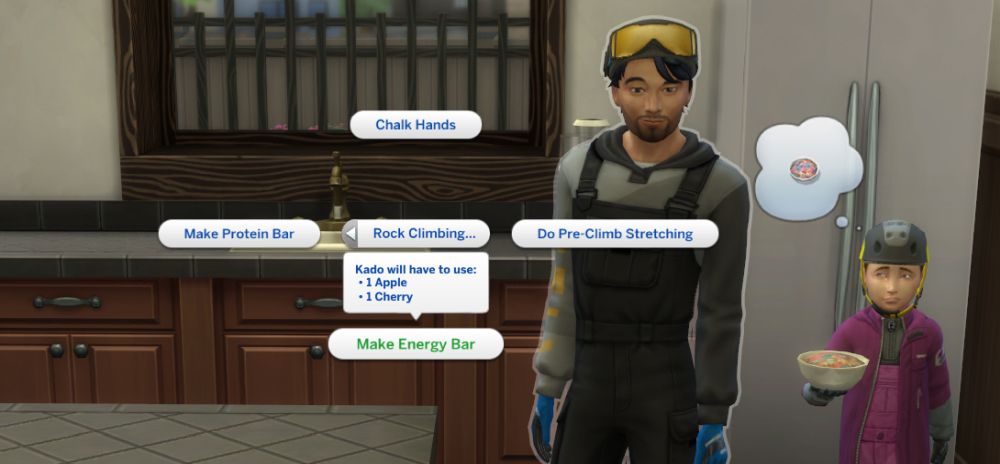 Mountain Climbers can make protein bars in The Sims 4 Snowy Escape