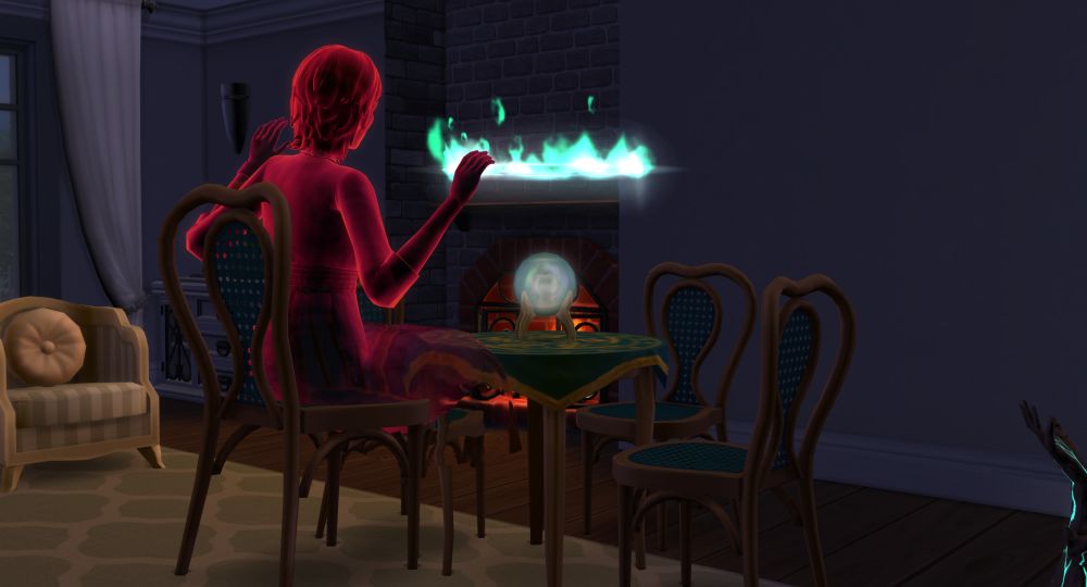 The Sims 4 Paranormal Stuff - a Sim does a Seance